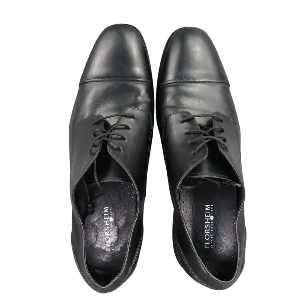 Florsheim Shoes Mens 10.5 Oxford Formal Classic Cap Toe Leather Dress Work Black